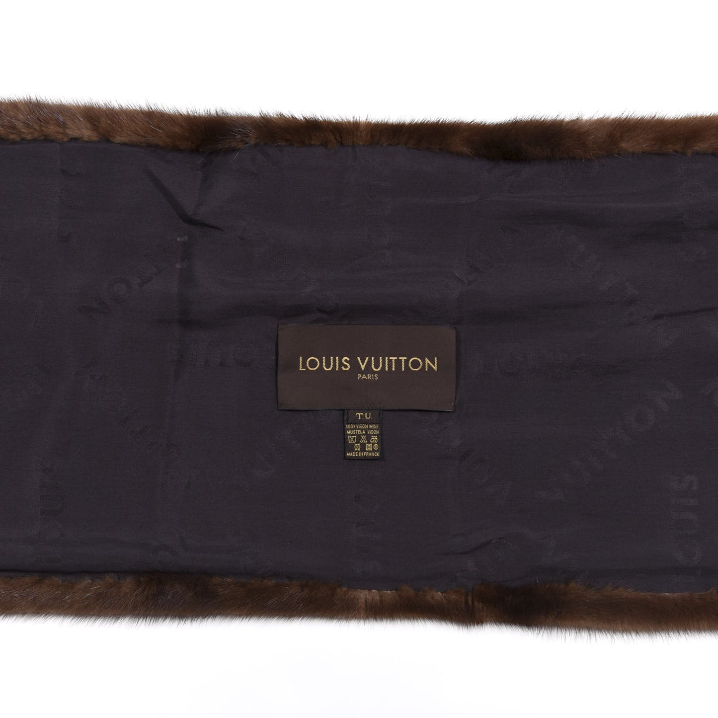 Monogram Mink Fur Stole Brown