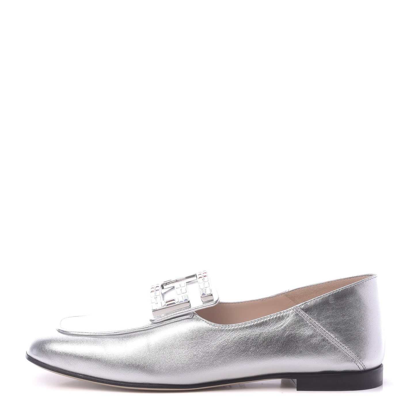 Metallic Nappa Crystal Square G Madelyn Loafers 37.5 Silver