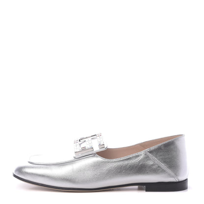Gucci Metallic Nappa Crystal Square G Madelyn Loafers 37.5 Silver 1 of 10