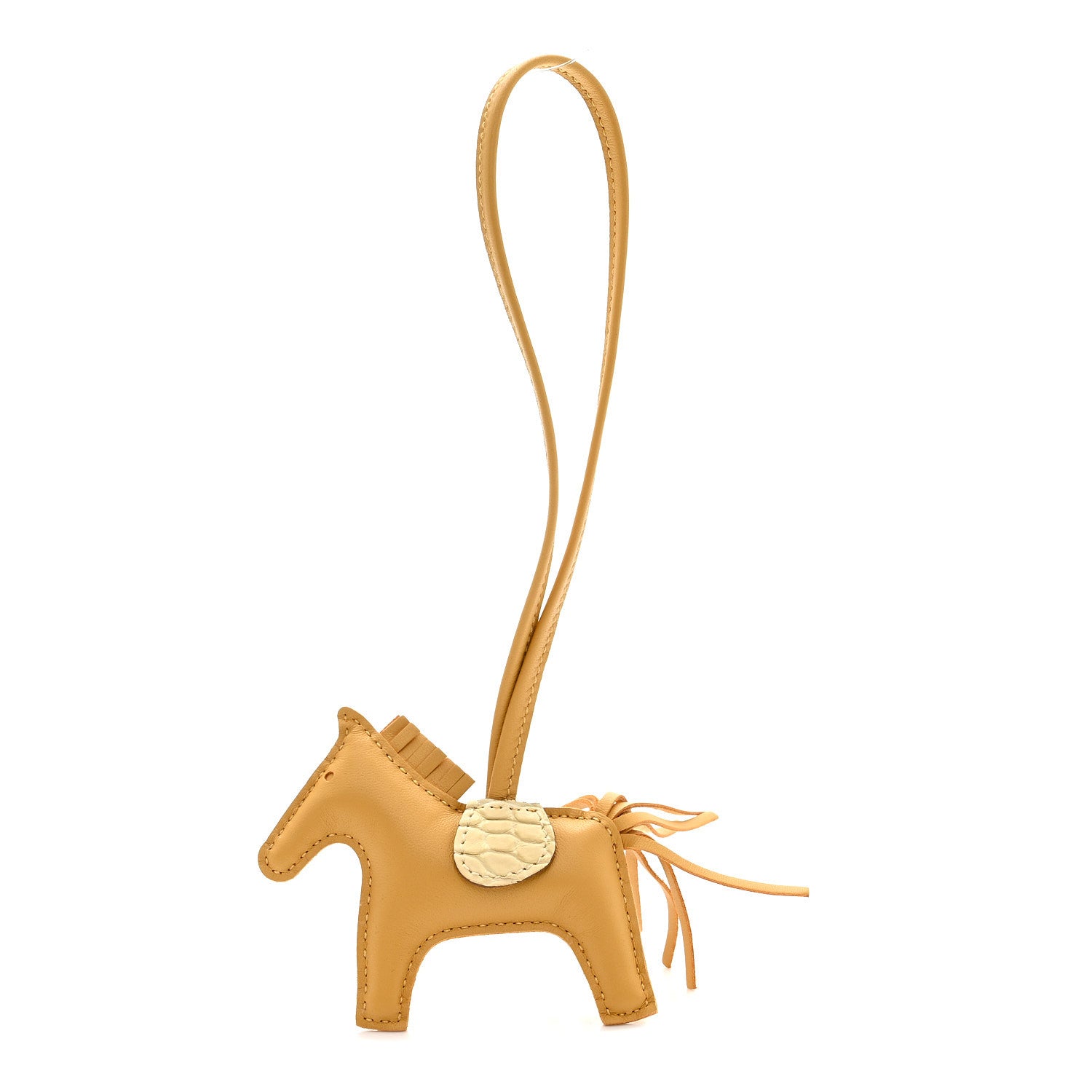 Hermes Milo Lambskin Matte Alligator Touch Grigri Rodeo Horse Bag Charm PM Paille Vanille 1 of 4