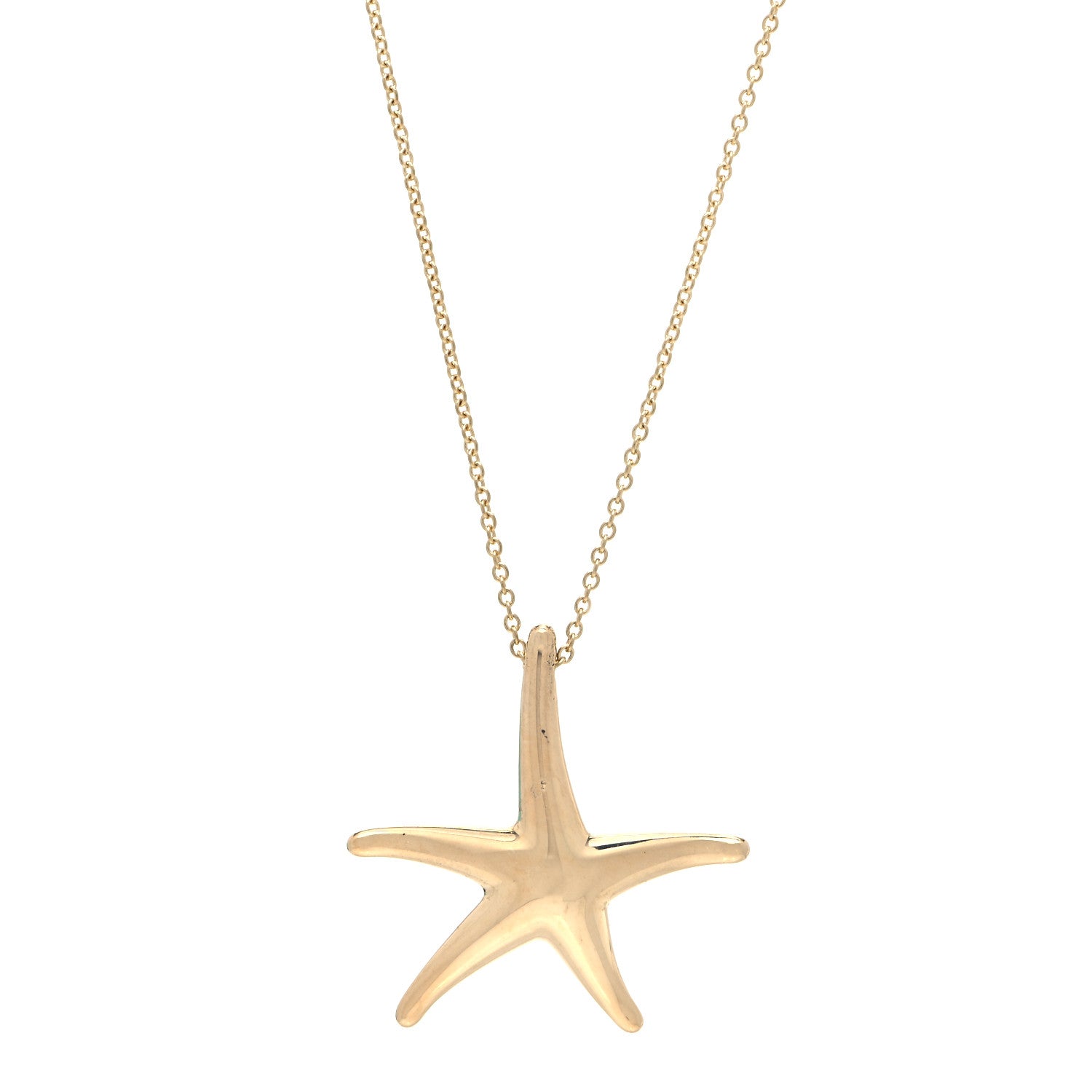 Tiffany 18K Yellow Gold 28mm Elsa Peretti Starfish Pendant Necklace 1 of 6