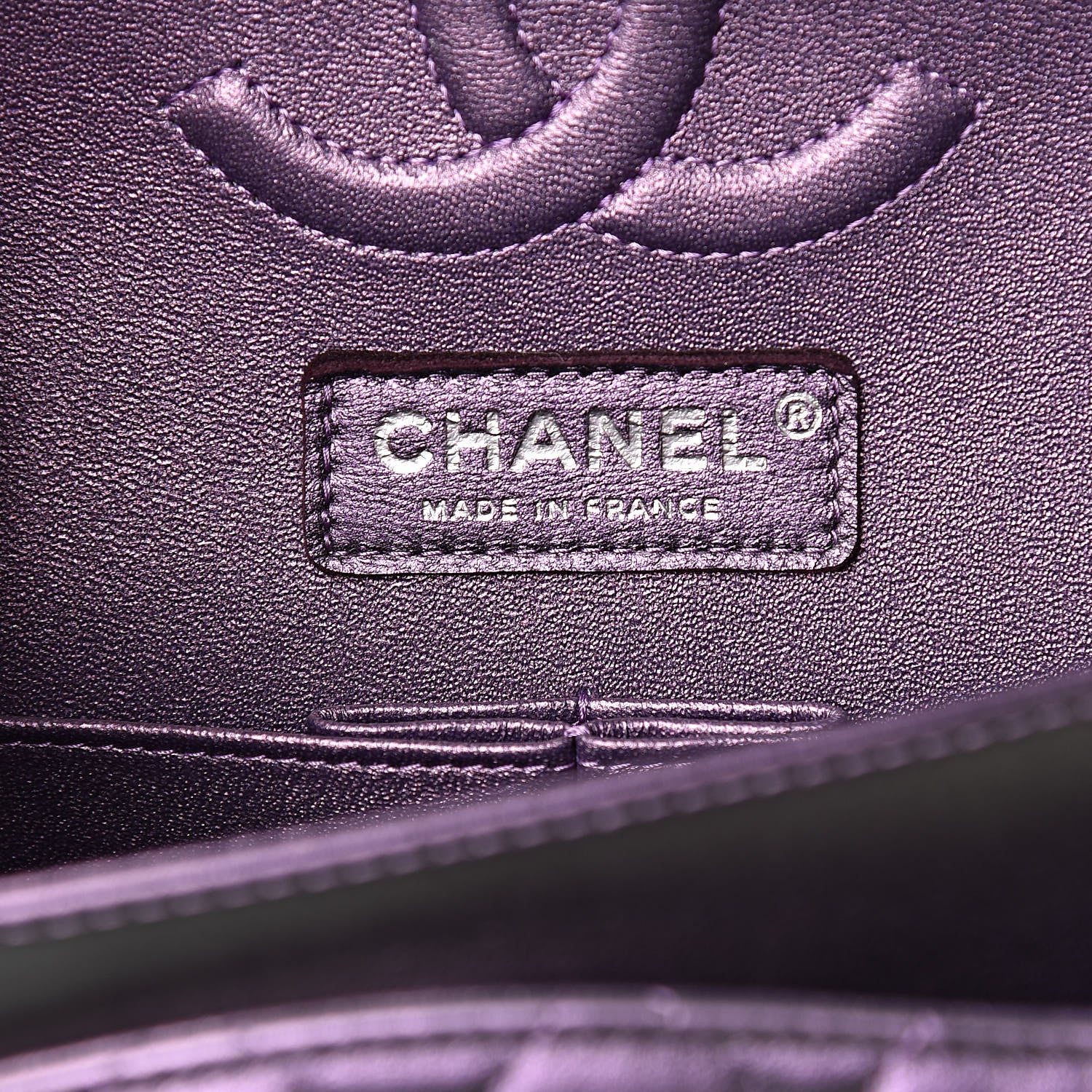 Chanel Iridescent Lambskin Quilted Medium Double Flap Dark Purple 8 of 16