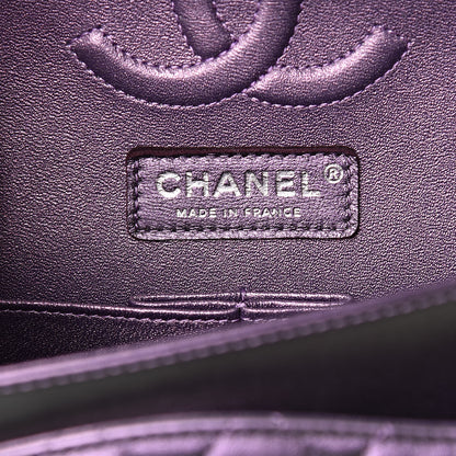 Chanel Iridescent Lambskin Quilted Medium Double Flap Dark Purple 8 of 16