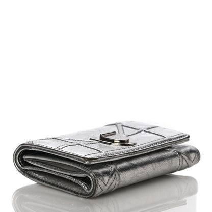 Christian Dior Metallic Calfskin Cannage Diorama Elancee Wallet Silver 4 of 12