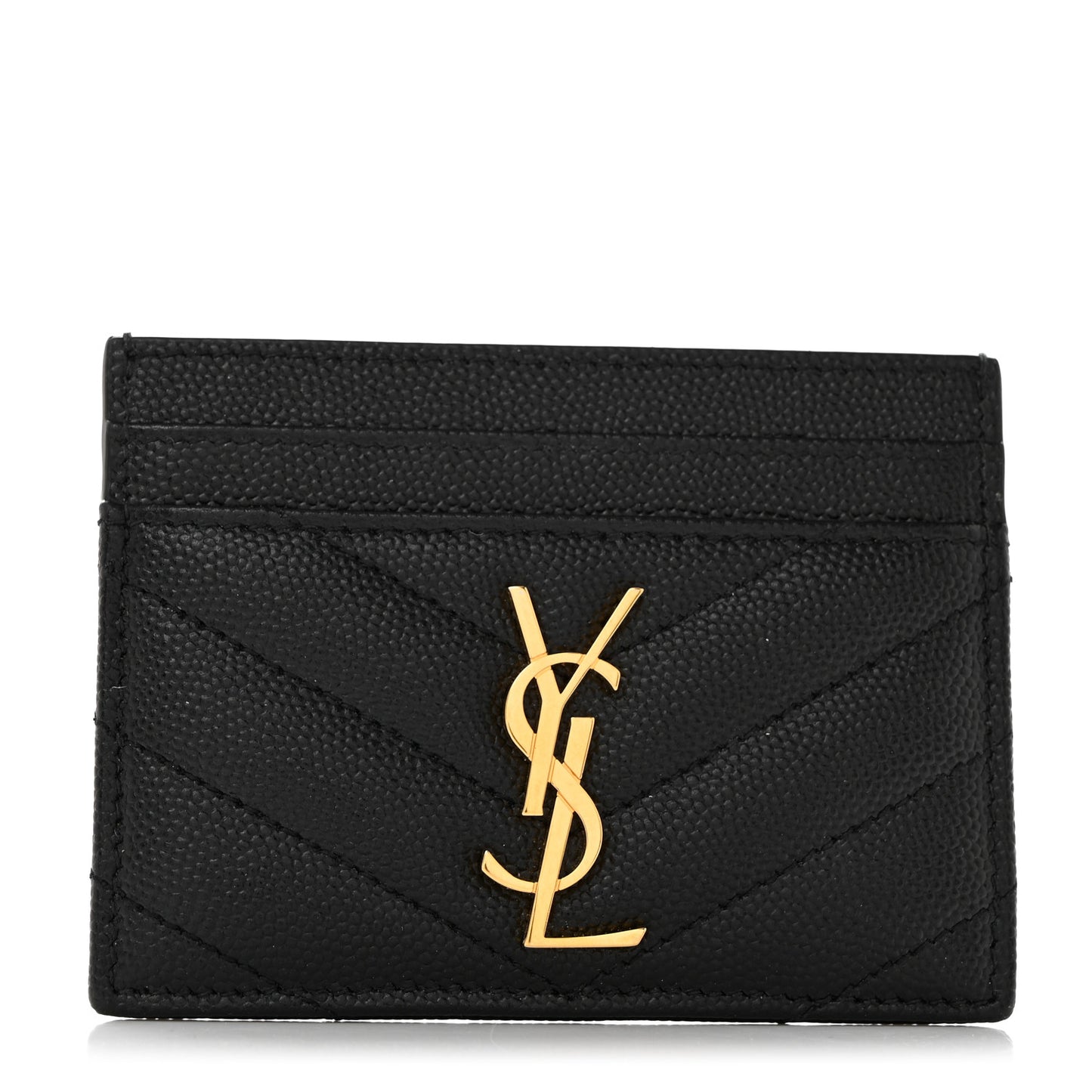 Grain De Poudre Matelasse Chevron Monogram Credit Card Case Black