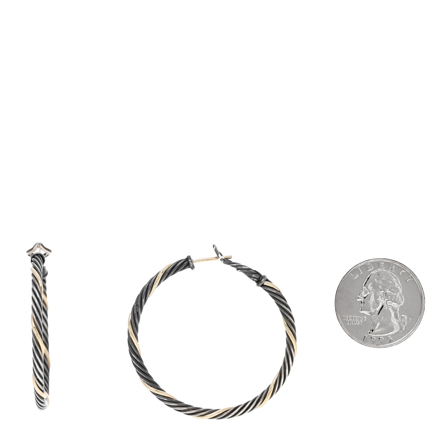 Sterling Silver 18K Yellow Gold Twisted Hoop Earrings