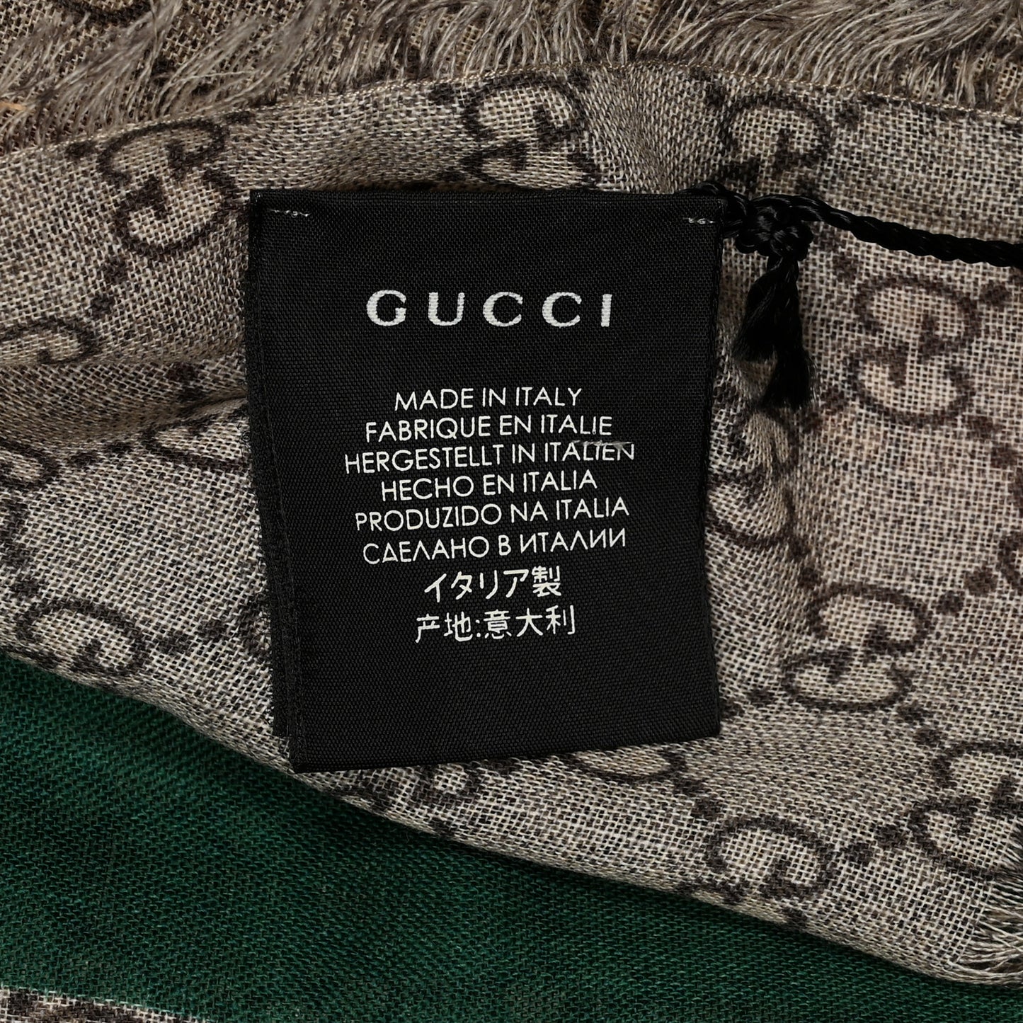 Wool GG Monogram Web Webole Scarf Beige Dark Green