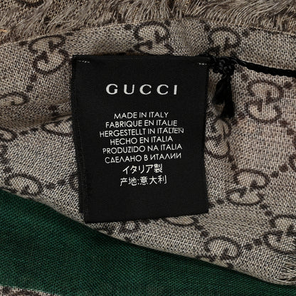Gucci Wool GG Monogram Web Webole Scarf Beige Dark Green 3 of 5