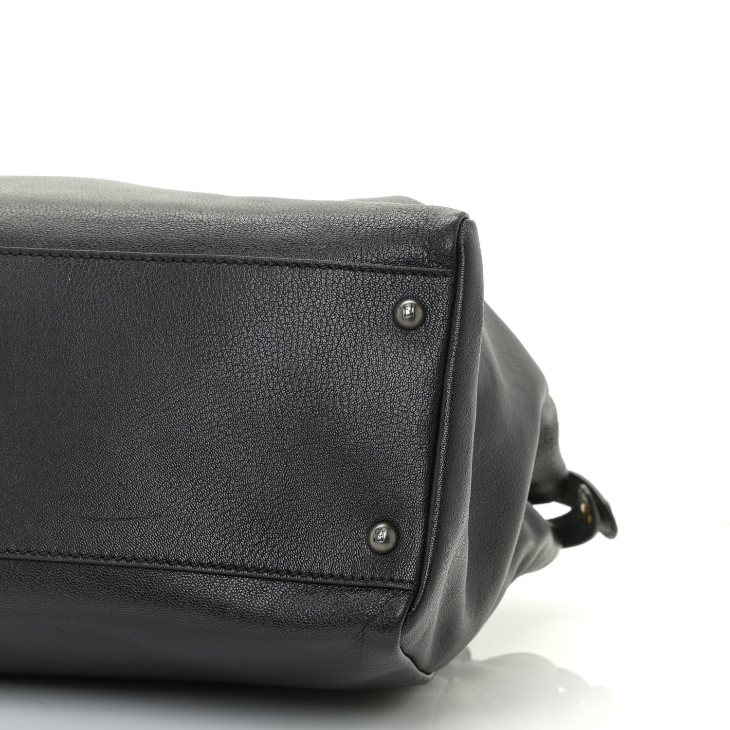 Fendi Goatskin Zucca Large Peekaboo Iconic Satchel Black Tobacco 7 of 9