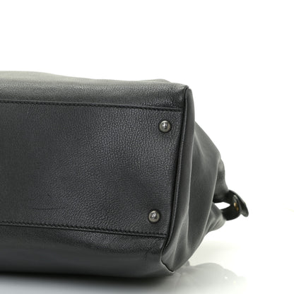 Fendi Goatskin Zucca Large Peekaboo Iconic Satchel Black Tobacco 7 of 9