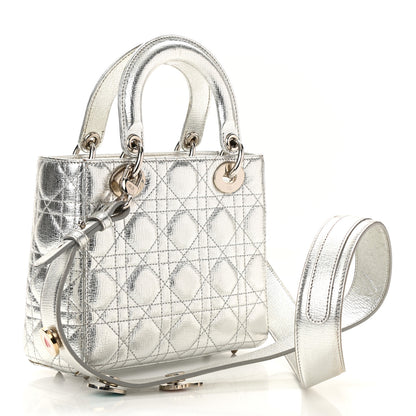 Christian Dior Metallic Grained Calfskin Cannage Small Lucky Badges My Lady Dior Silver 3 of 13