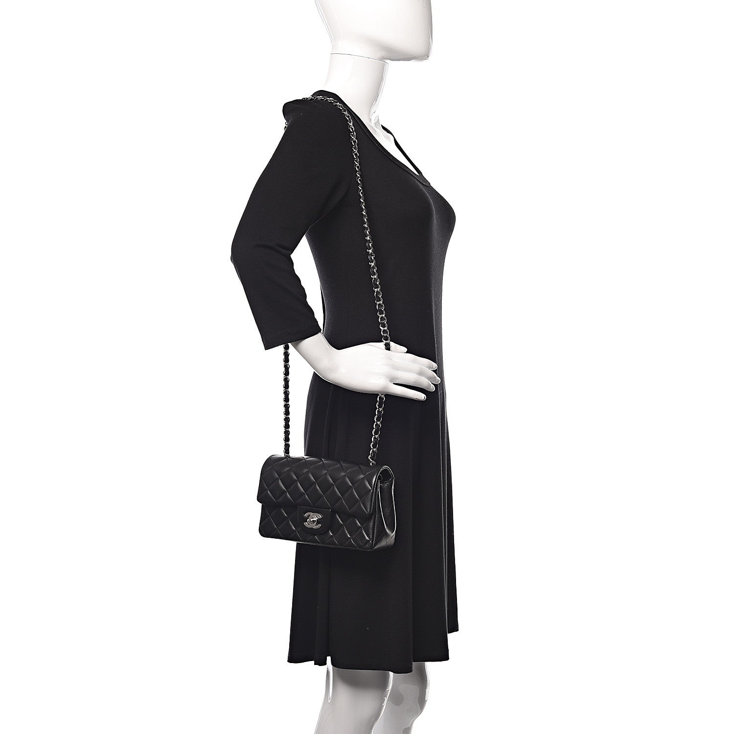 Chanel Lambskin Quilted Mini Rectangular Flap Black 2 of 11