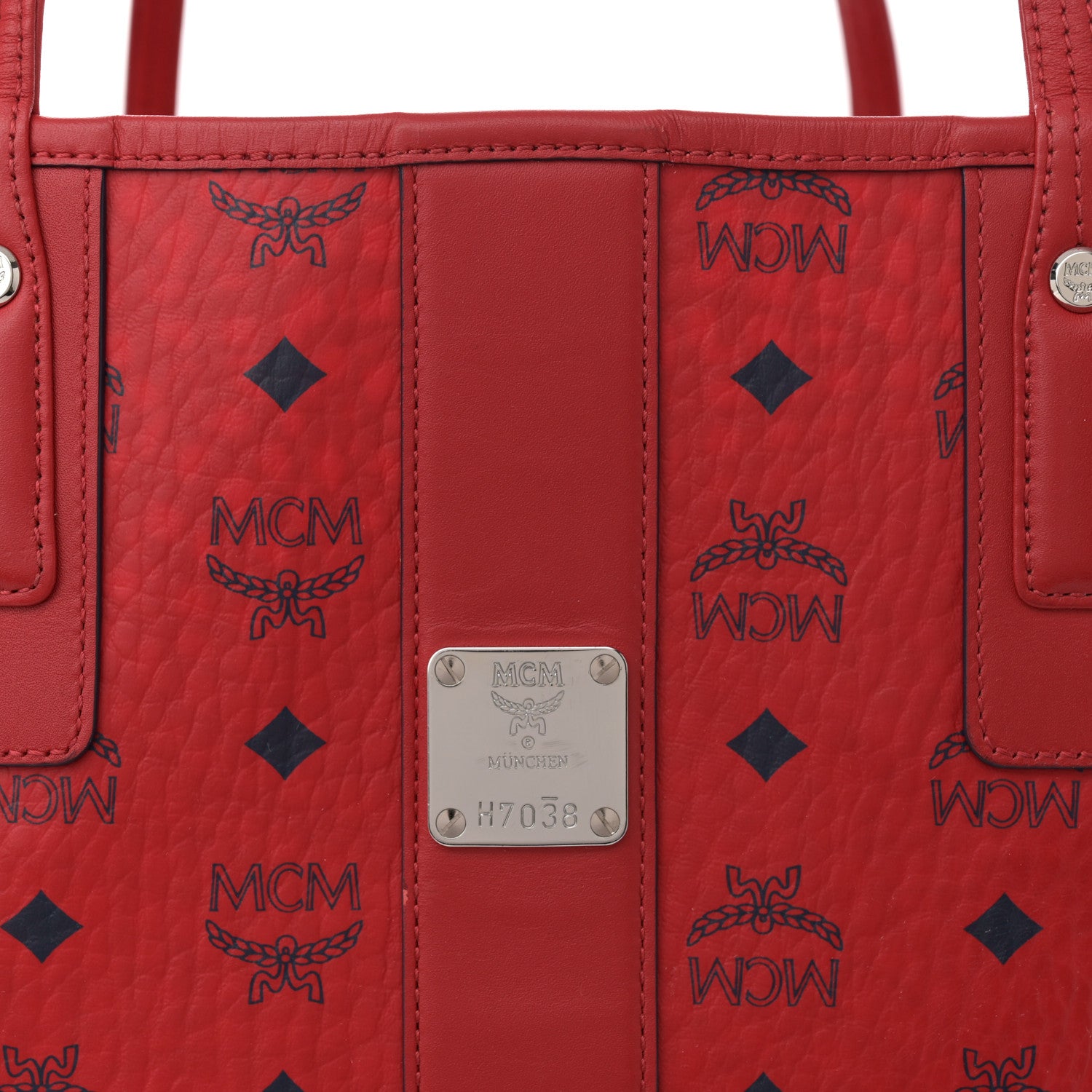 MCM Visetos Large Liz Reversible Shopper Tote Ruby Red 8 of 11
