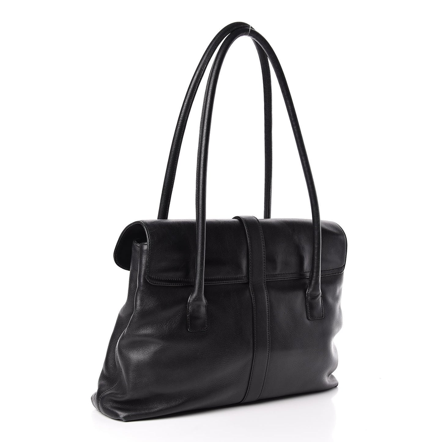 Calfskin Large Flap Tote Black