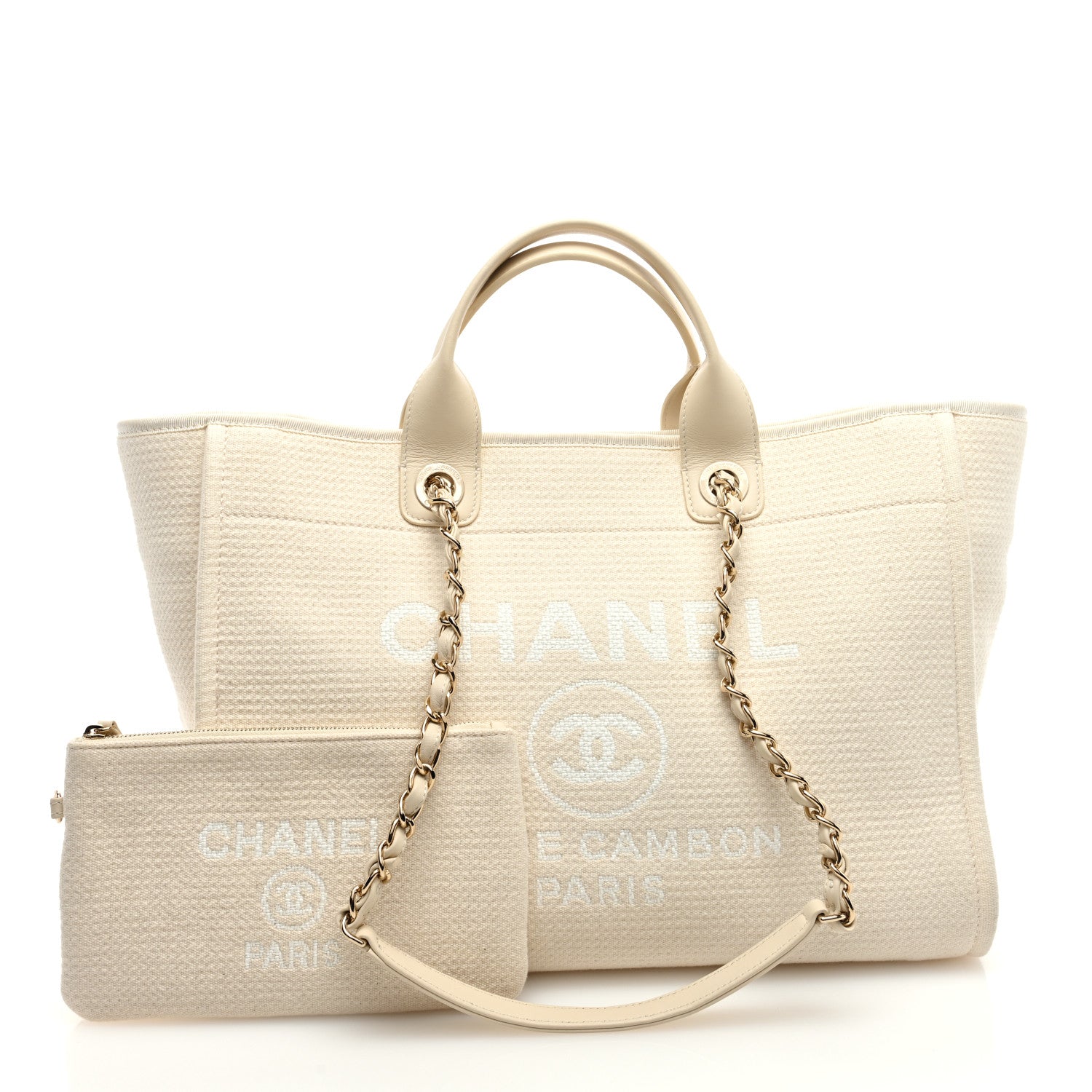 Chanel Mixed Fibers Calfskin Medium Deauville Tote Light Beige 3 of 13