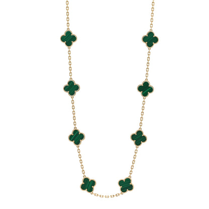 Van Cleef & Arpels 18K Yellow Gold Malachite 20 Motifs Vintage Alhambra Necklace 1 of 6
