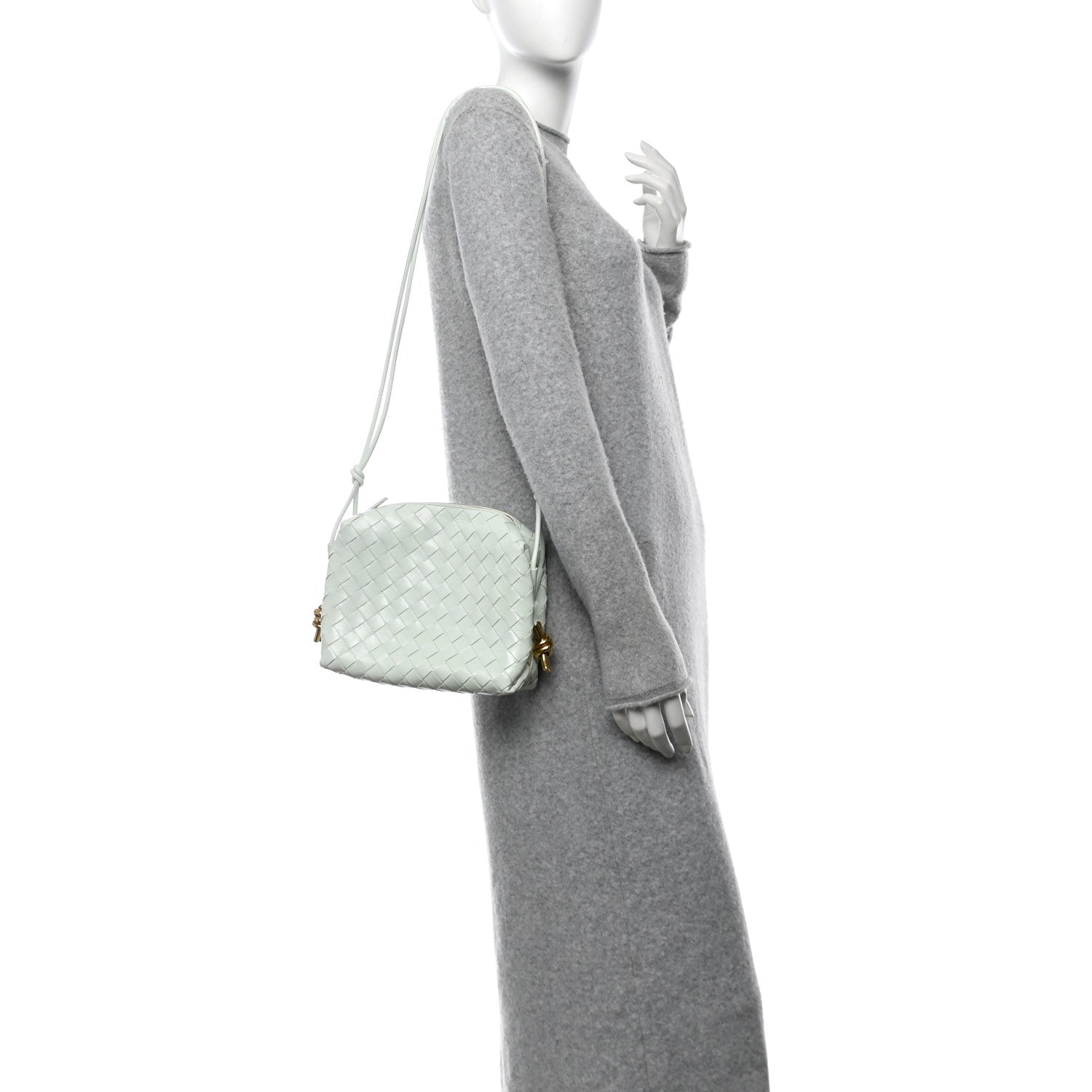 Bottega Veneta Polished Patent Intrecciato Knot Small Loop Camera Bag Glacier Muse 2 of 12