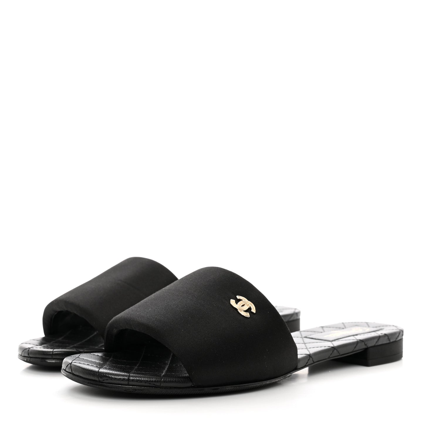 Satin Mule Sandals 41 Black