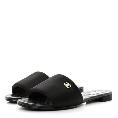 Chanel Satin Mule Sandals 41 Black 3 of 9