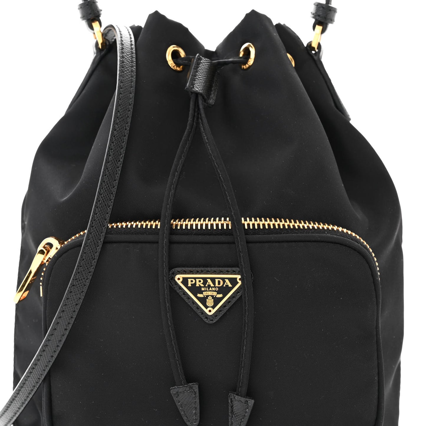 Re-Nylon Duet Drawstring Shoulder Bag Black