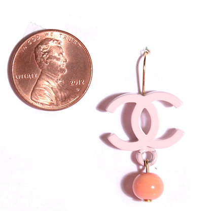 Chanel Resin Beaded CC Dangle Earrings Pink 2 of 4