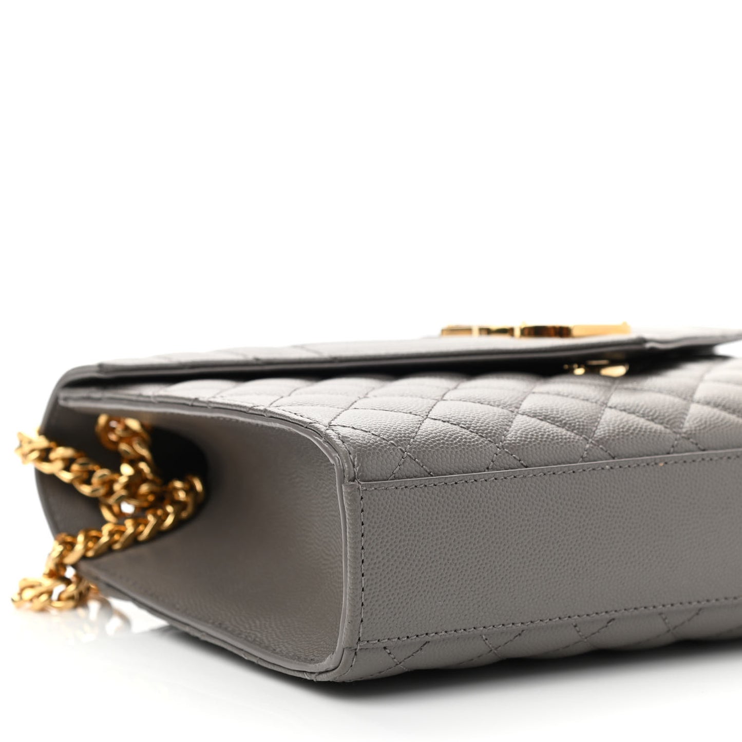 Grain De Poudre Textured Mixed Matelasse Medium Triquilt Monogram Satchel Fog