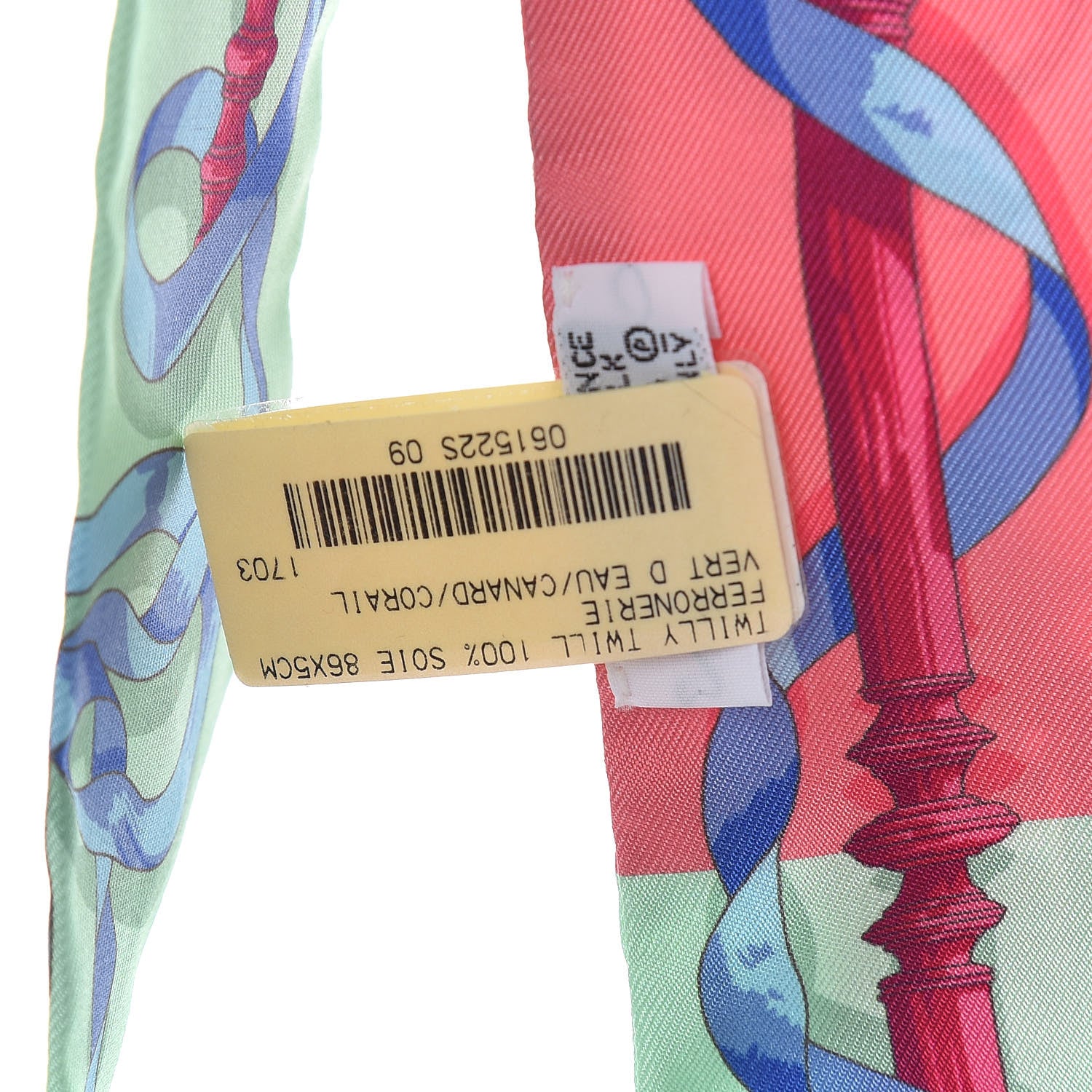 Hermes Silk Ferronerie Twilly Vert D'Eau Canard Corail 5 of 5