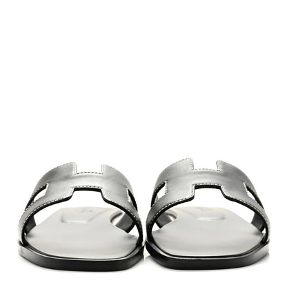 Hermes Box Calfskin Oran Sandals 36 Black 3 of 10