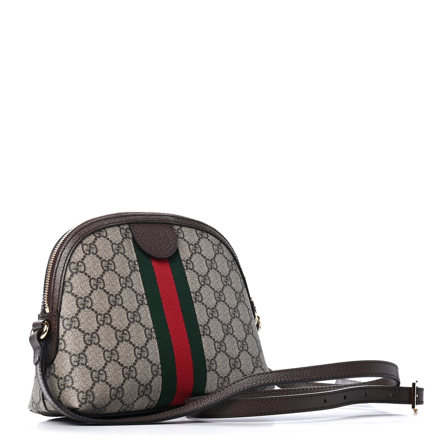 GG Supreme Monogram Textured Dollar Calfskin Web Small Ophidia Dome Shoulder Bag Beige Ebony New Acero