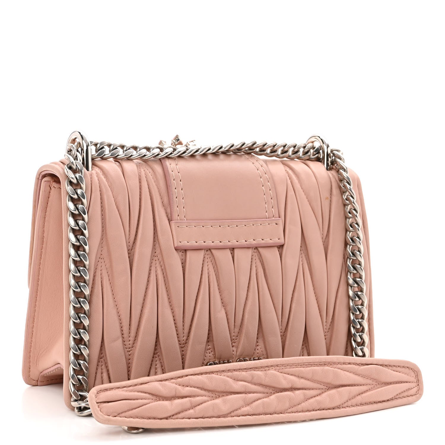 Miu Miu Nappa Matelasse Crystal Embellished Lady Shoulder Bag Orchidea 3 of 10