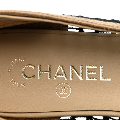 Chanel Raffia Cap Toe Ballerina Flats 39 Black Beige 8 of 9