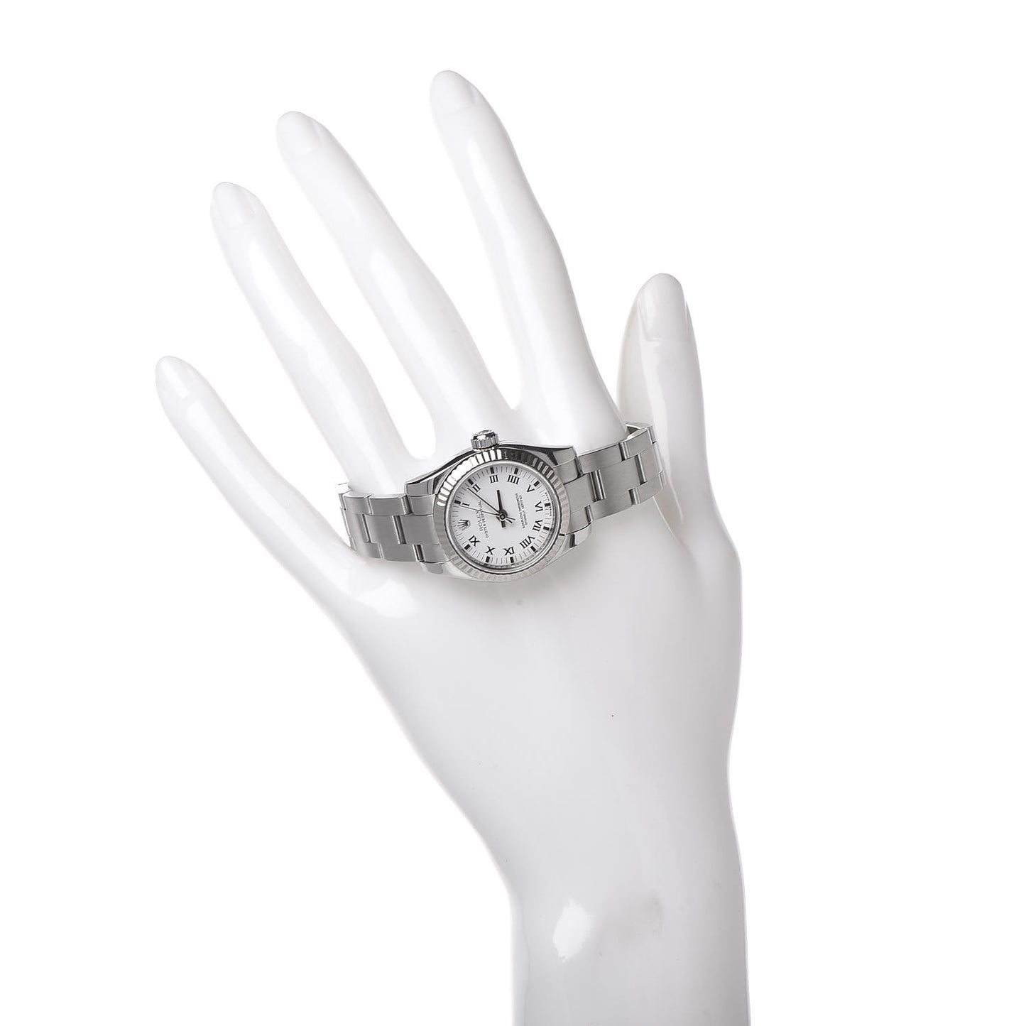 Stainless Steel 18K White Gold 26mm Oyster Perpetual Watch White Roman 176234