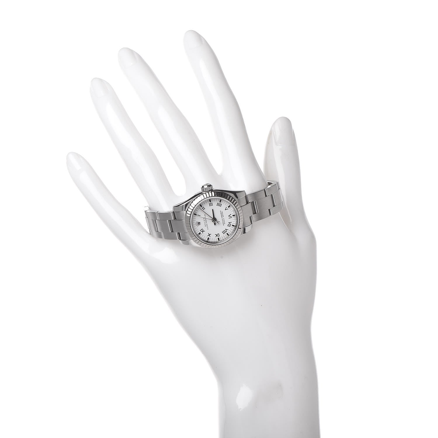 Rolex Stainless Steel 18K White Gold 26mm Oyster Perpetual Watch White Roman 176234 2 of 6