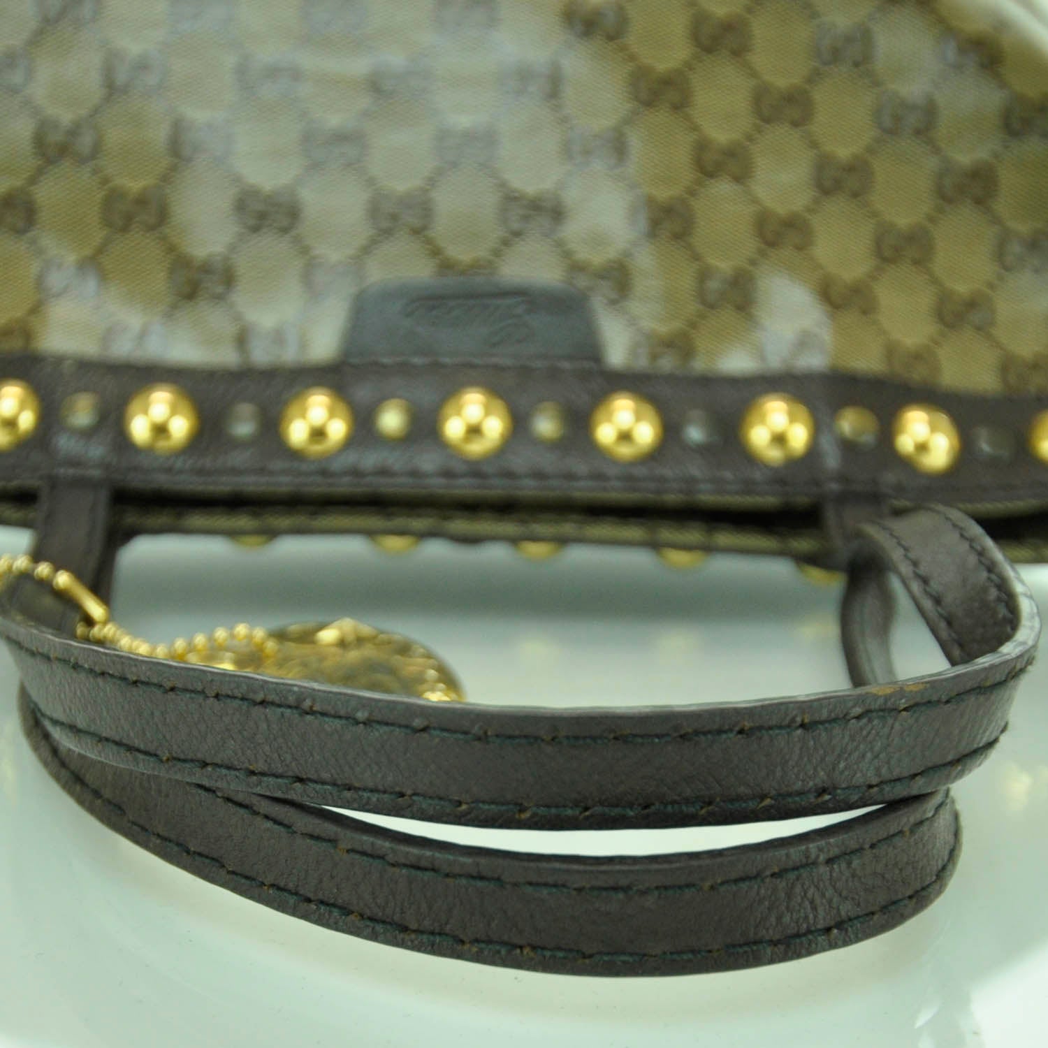 Gucci Crystal Monogram Medium Babouska Shopping Tote Dark Brown 5 of 11