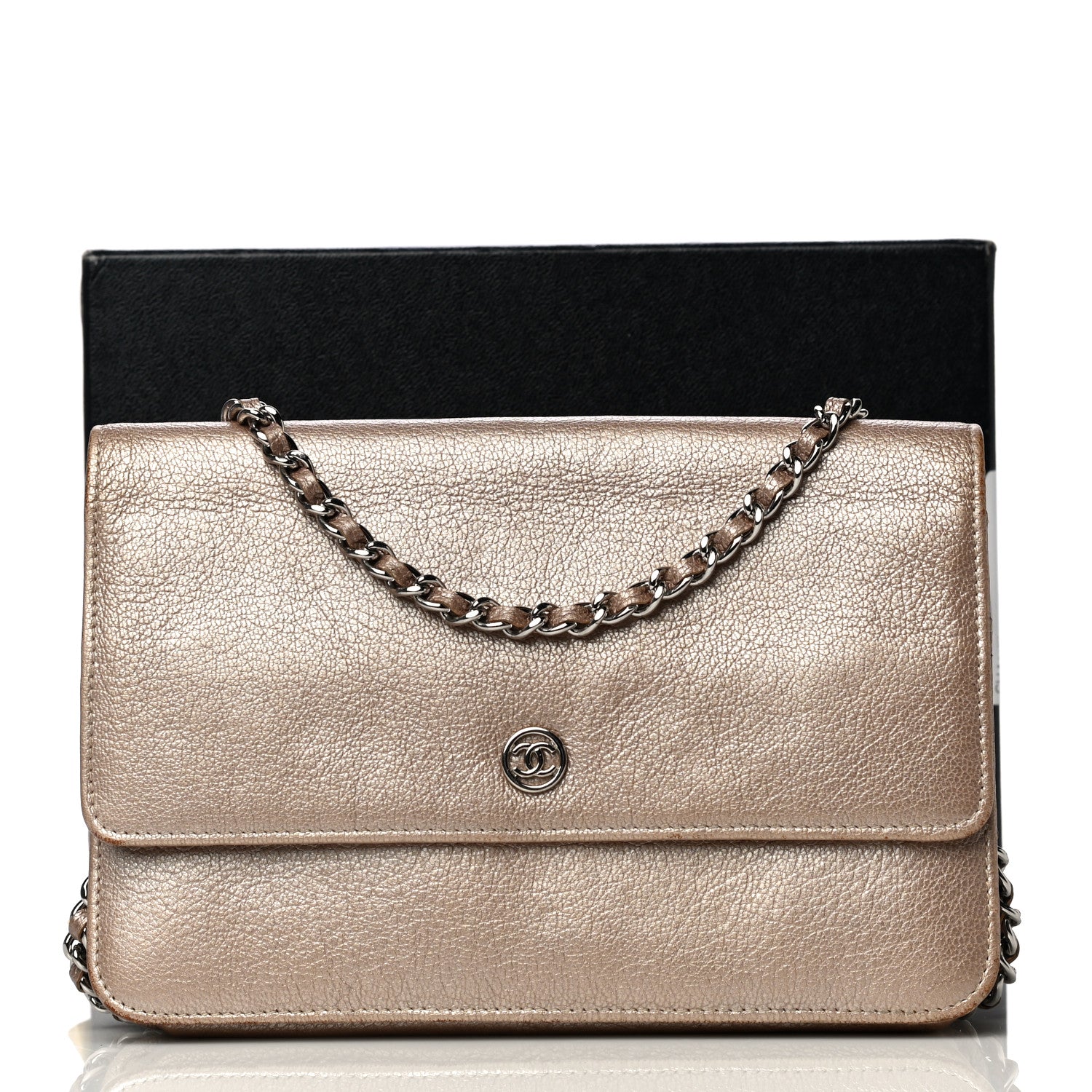 Chanel Metallic Goatskin Wallet On Chain WOC Gold 19 of 19