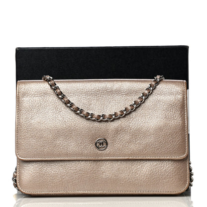 Chanel Metallic Goatskin Wallet On Chain WOC Gold 19 of 19