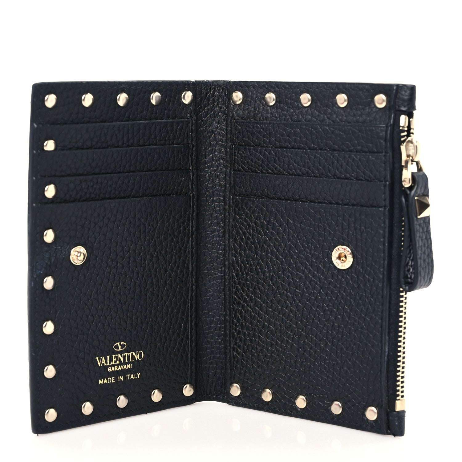 Valentino Garavani Grainy Calfskin Rockstud Coin Purse Card Holder Black 5 of 6