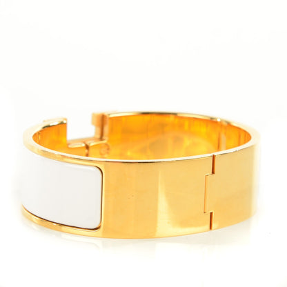 Hermes Enamel Wide Clic Clac H Bracelet GM White 3 of 7