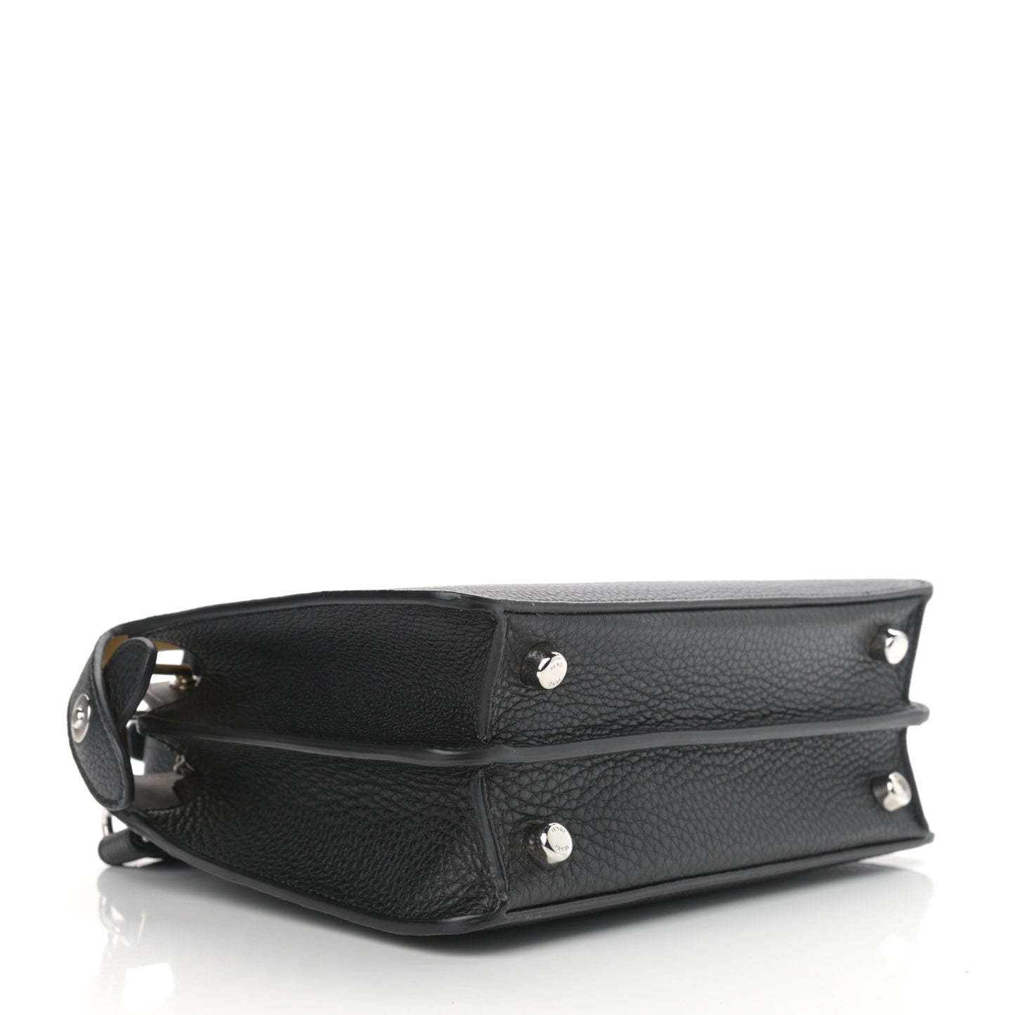 Cuoio Romano Vitello Cover Glazed Fabric Bi-Color FF 1974 Mini Peekaboo I SEE U Satchel Black Mimosa Tobacco Moro
