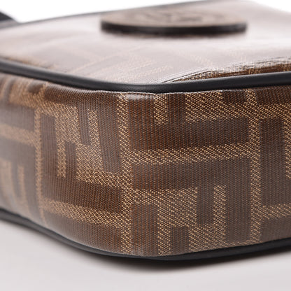 Fendi Glazed Fabric Vitello Century FF 1974 Stamp Patch Small Crossbody Messenger Mogano Panna Black 8 of 9