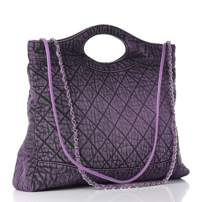 Chanel Denim Quilted Large 31 Denimpression Shopping Bag Purple Black 3 of 12
