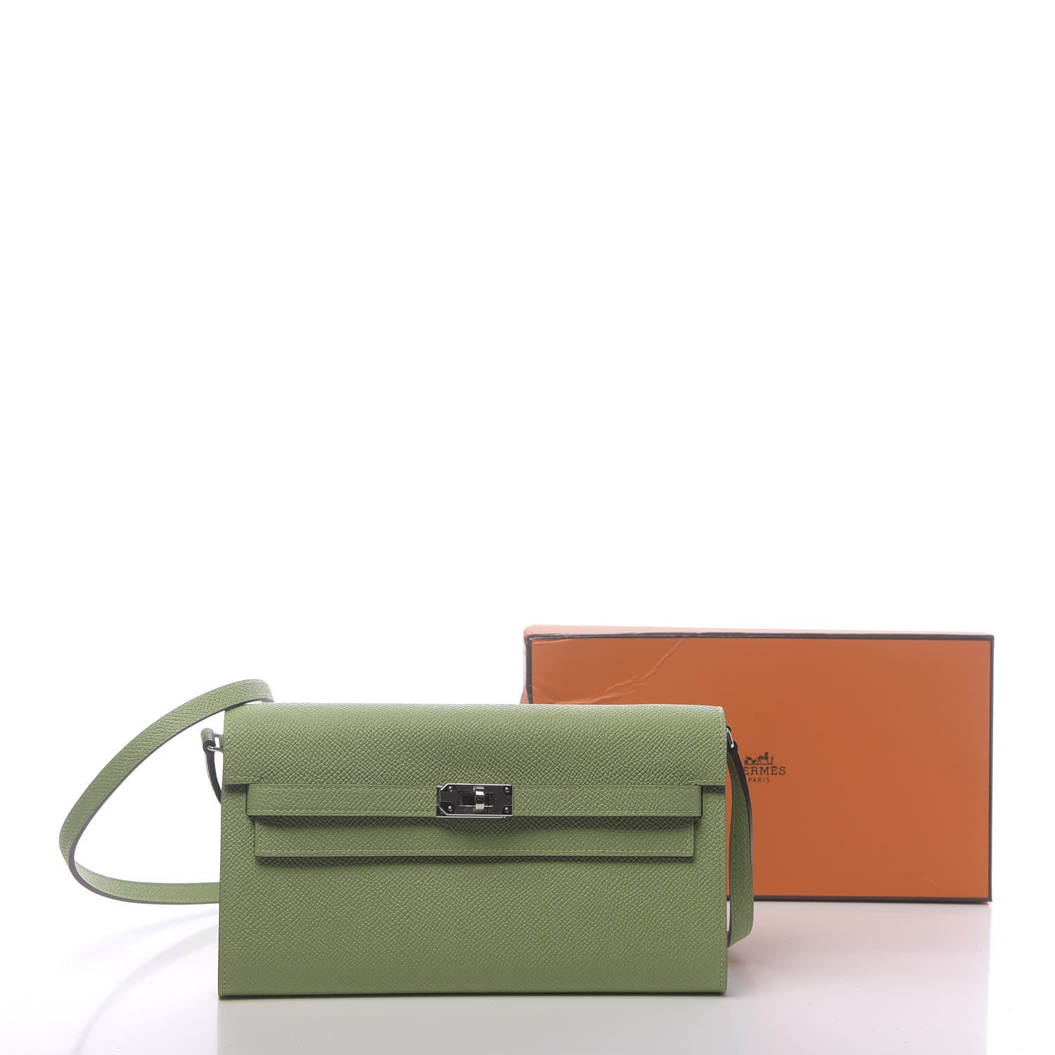 Hermes Epsom Verso Kelly Wallet To Go Vert Criquet Bleu Brume 10 of 10