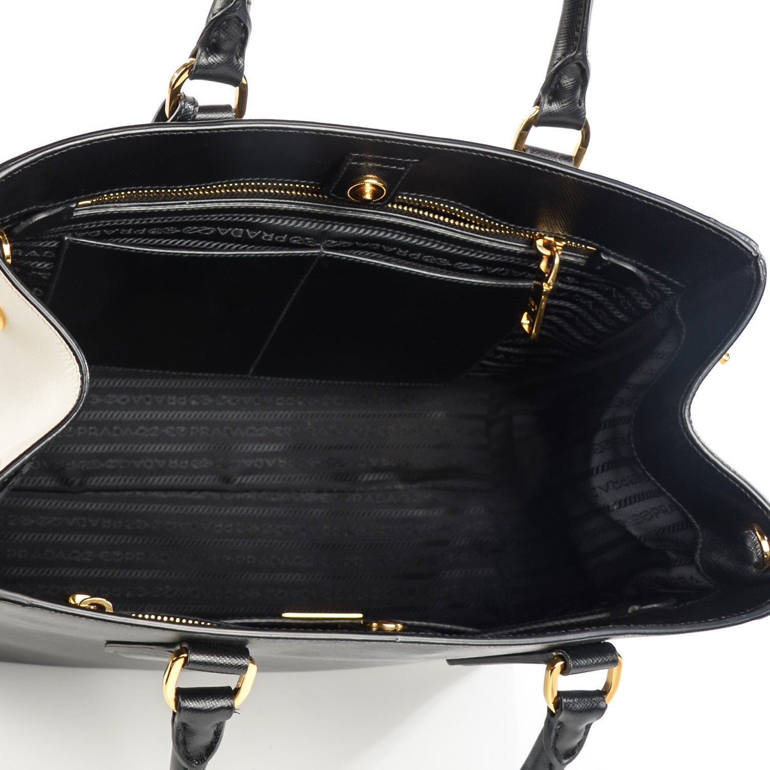 Prada Saffiano Lux Bi-Color Tote Nero Talco 5 of 9