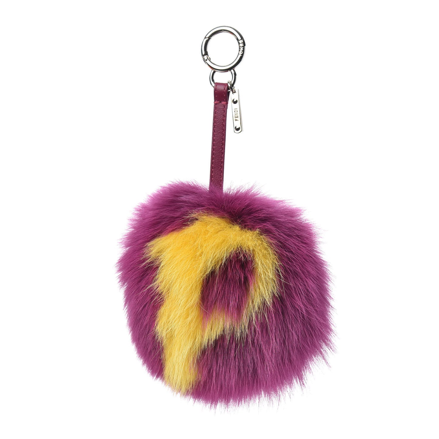 Fox Fur Shiny Nappa Bi-Color P ABCharm Bag Charm Fucsia Giallo Ciclamino