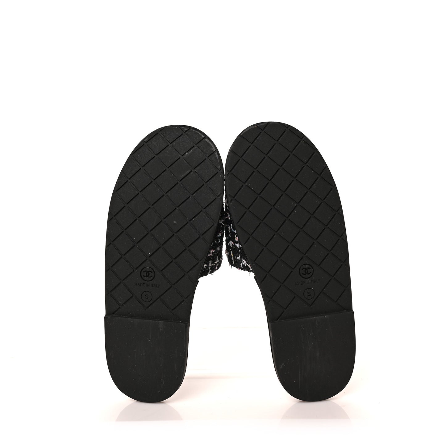Tweed Flat Slipper Sandals S Black