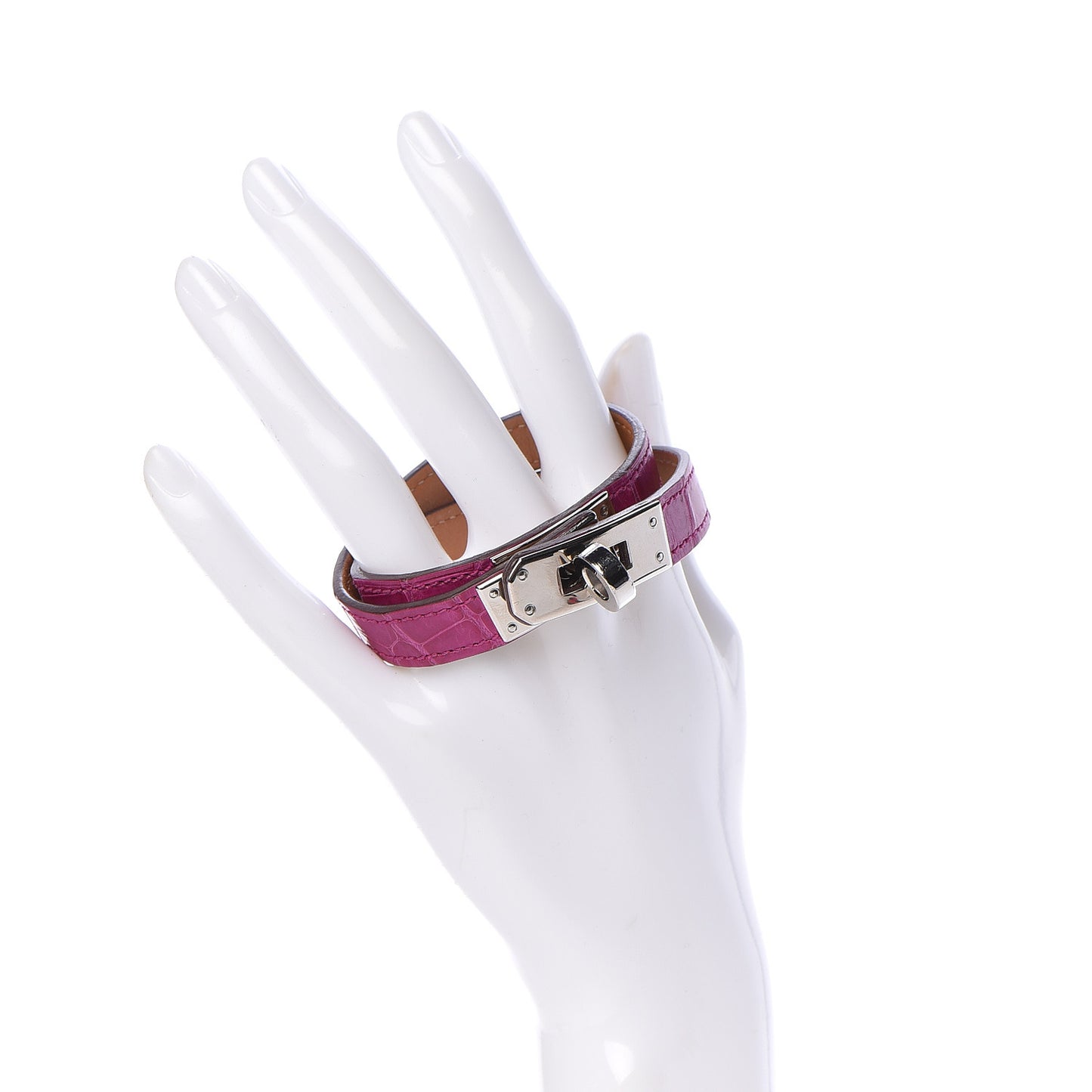 Shiny Alligator Kelly Double Tour Bracelet S Rose Scheherazade