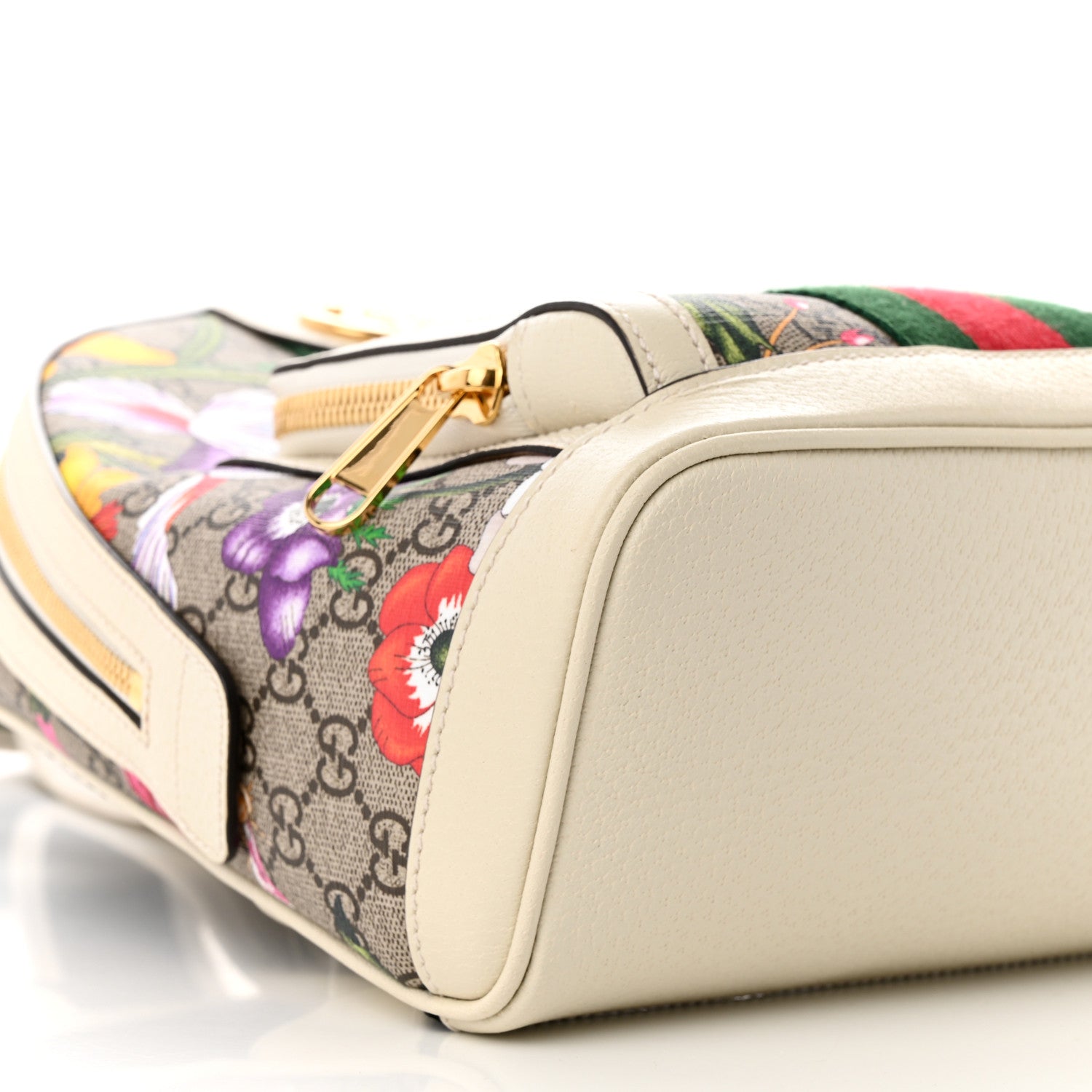 Gucci GG Supreme Monogram Flora Web Small Ophidia Day Backpack White 9 of 10