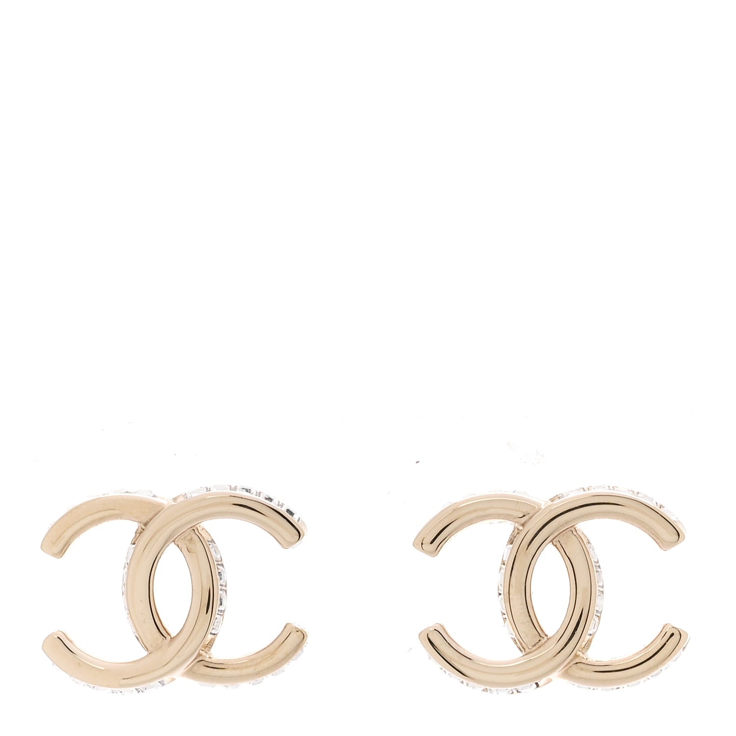 Metal Baguette Crystal CC Earrings Gold