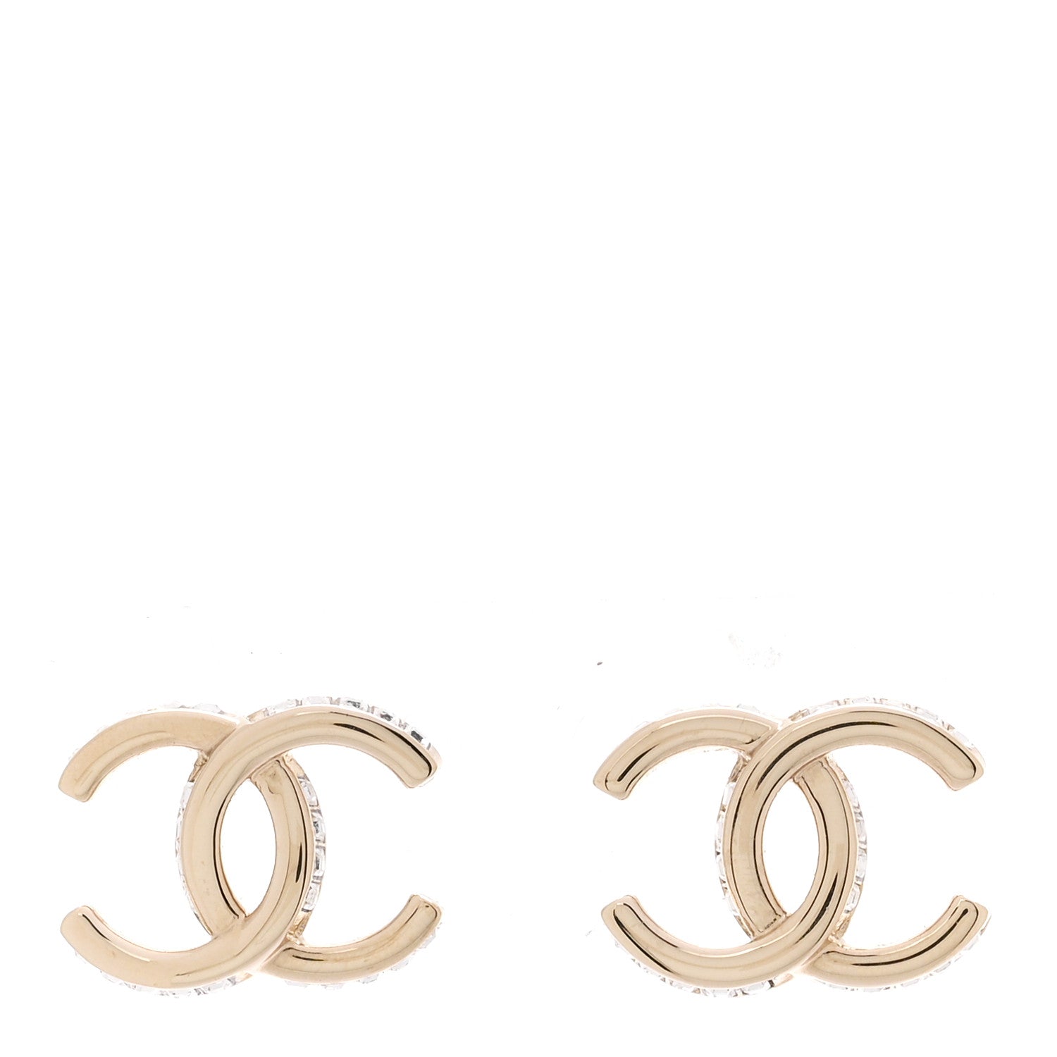Chanel Metal Baguette Crystal CC Earrings Gold 1 of 5