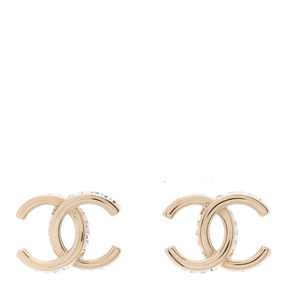 Chanel Metal Baguette Crystal CC Earrings Gold 1 of 5